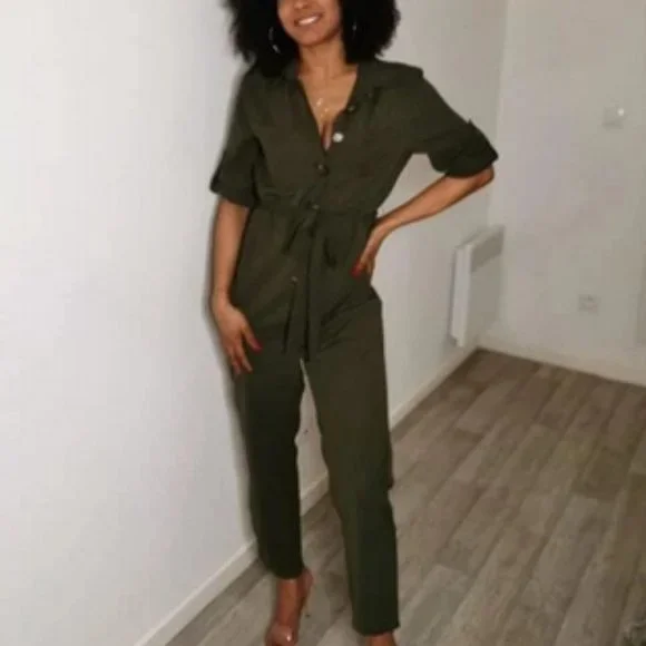 Virginia belted Jumpsuit - Olive - Picture 8 of 8